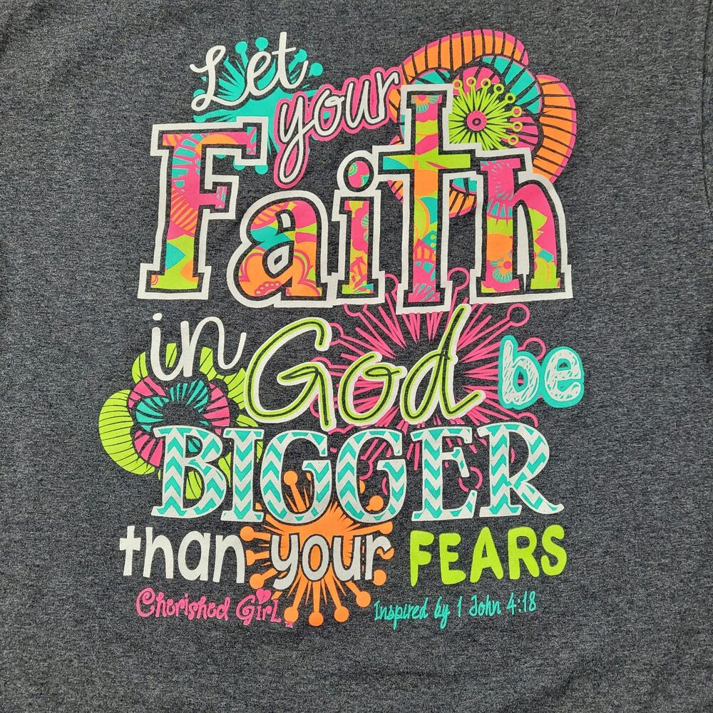 Cherished Girl T-shirt Faith in God Gray Pocket Tee Mod Graphic size Medium